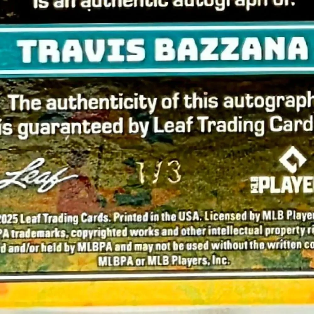 2025 Travis Bazzana 1/3 Auto Saturday in the Park Cleveland Guardians Top Prospe